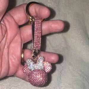 Sparkling Pink Mouse Ears Keychain